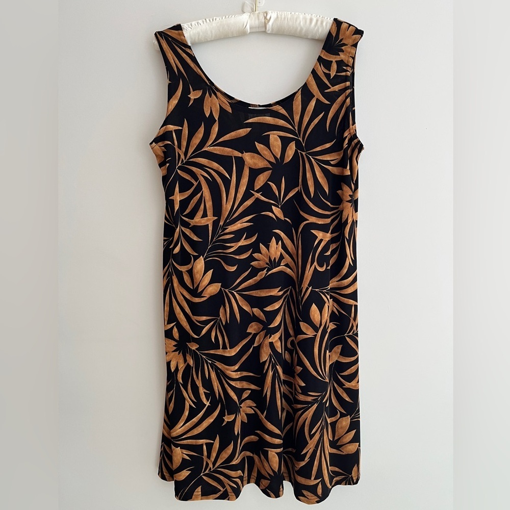 JOSTAR Sleeveless Dress Trapeze A Line Scoop Neck Floral Stretch Travel Resort